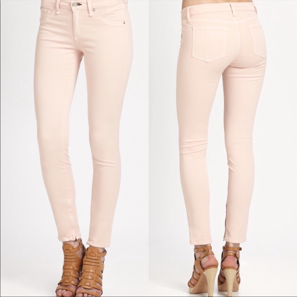 Rag and Bone mid rise pink twill zipper capri (ankle) jeans size 24 EUC